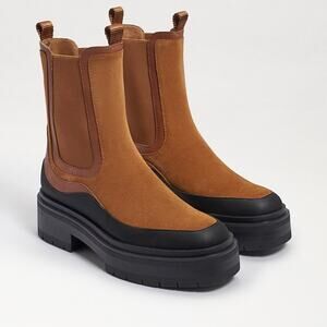 Sam Edelman Lulia Lug Sole Chunky Suede Boots Camel Brown Whiskey Gorpcore 10